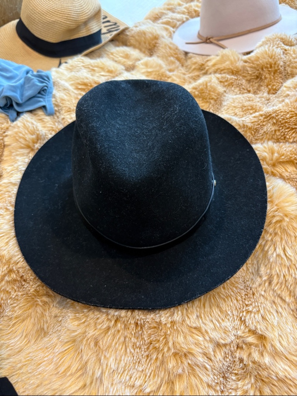 rag & bone black felt fedora with inner bow